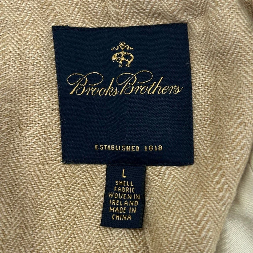 Brooks Brothers Blazer Mens L Cream Linen Blend Lined Jacket Sport Coat Irish - Picture 4 of 13